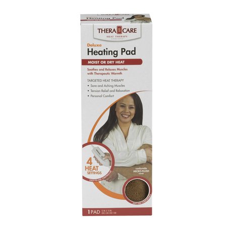 Theracare Thera|Care Deluxe 12” x 15” Heating Pad with Moist & Dry Heat | Four-Heat Settings | Soothing Warm Relief 24-310
